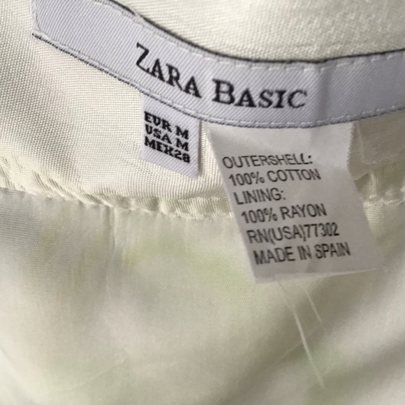 Zara white neon green floral print cotton midi skirt size Medium - Picture 4 of 5